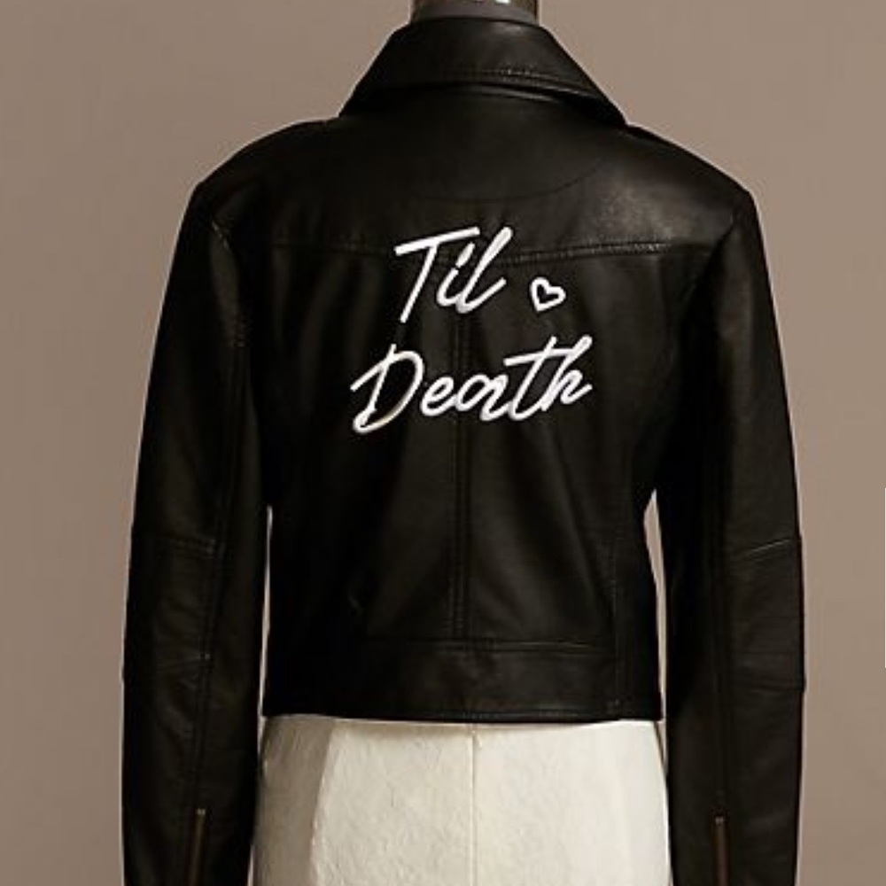 Til Death Script Black Vegan Leather Moto Jacket
